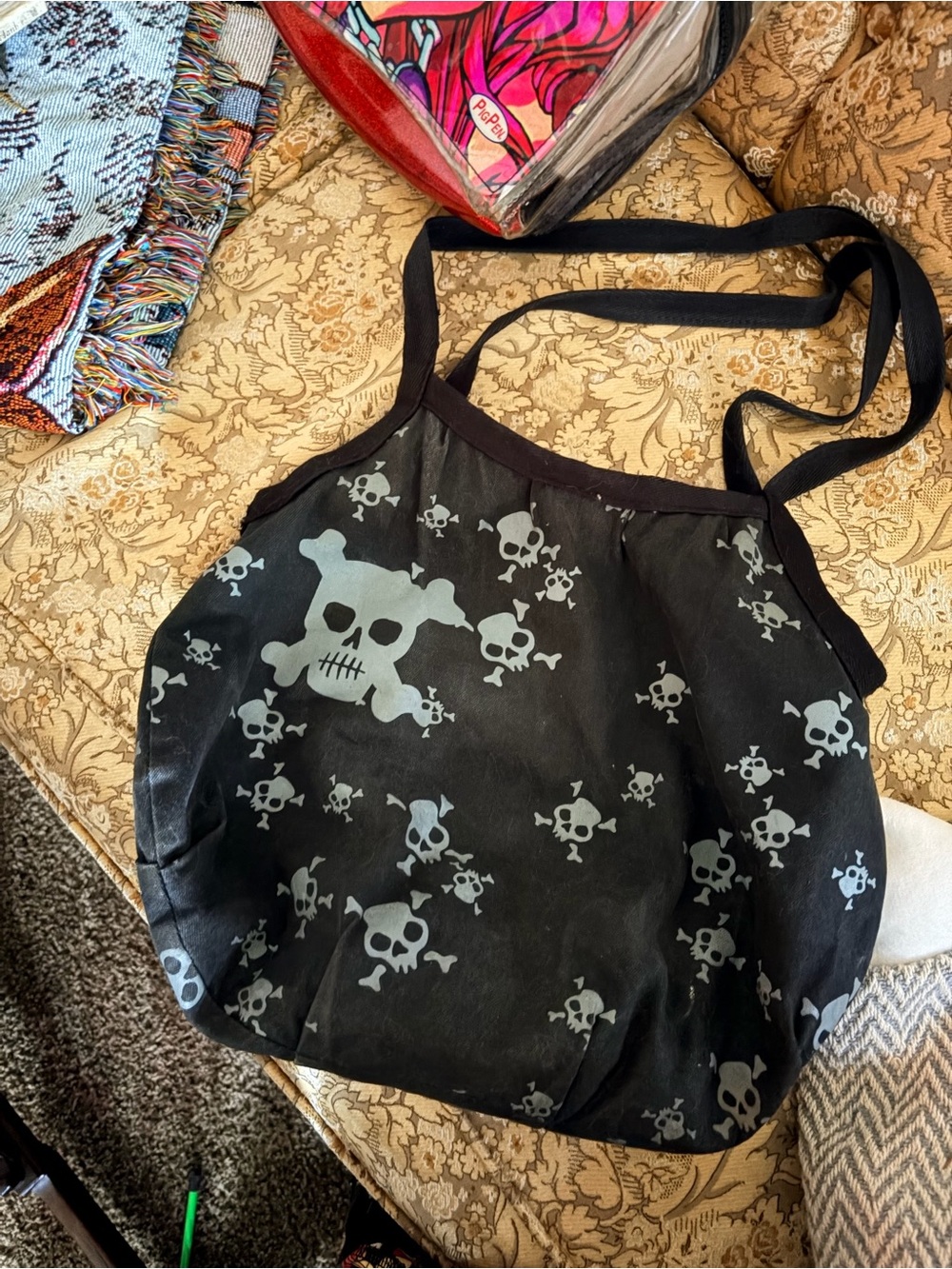 Black Skull Print purse vintage